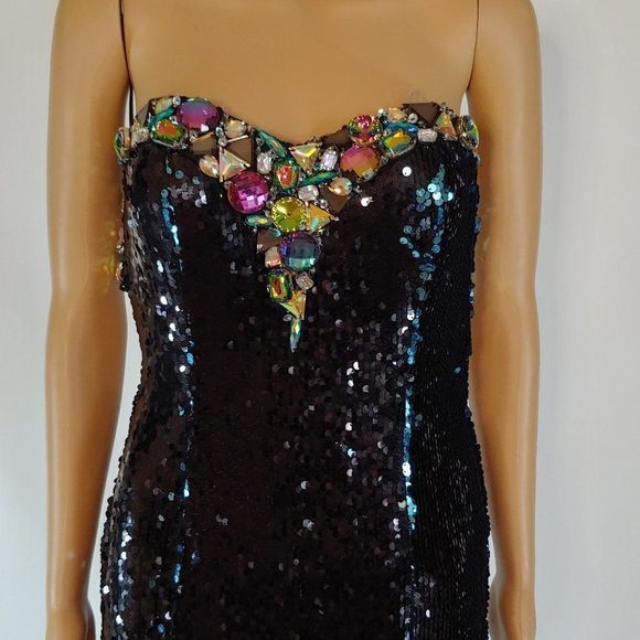NWOT Alyce Paris Black Sequined Formal Gown - Picture 2 of 5